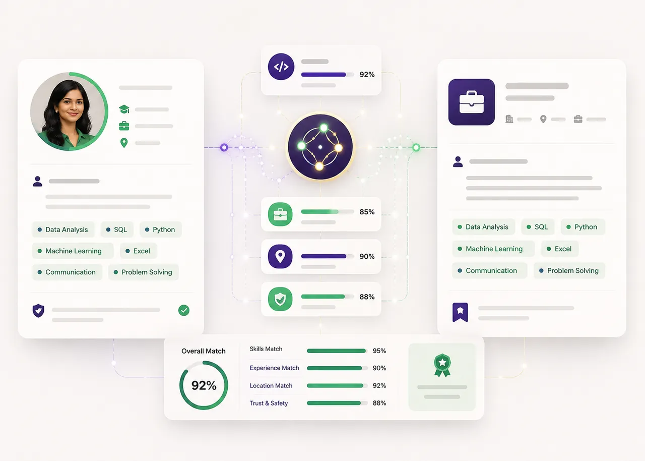 Explainable AI job matching between an employee profile and a suitable job